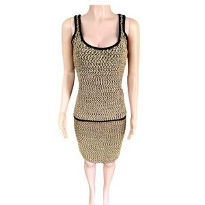 Carmen Marc Valvo 2-Piece Gold & Black Knit Set Size Medium
